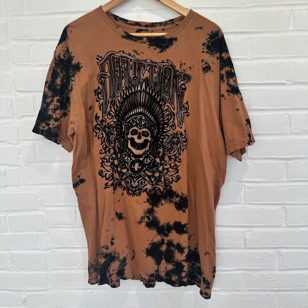 Affliction Vapor Coil Short Sleeve T-Shirt Chipmunk Black Wash Men's 2XL